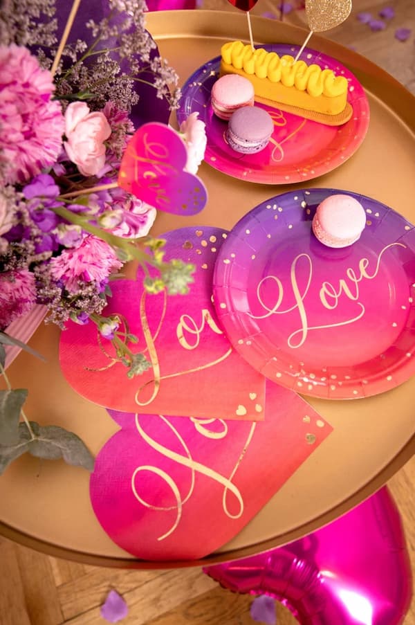 Hjertekærlighedsservietter Pink Valentinsdag 33cm 10 stk.