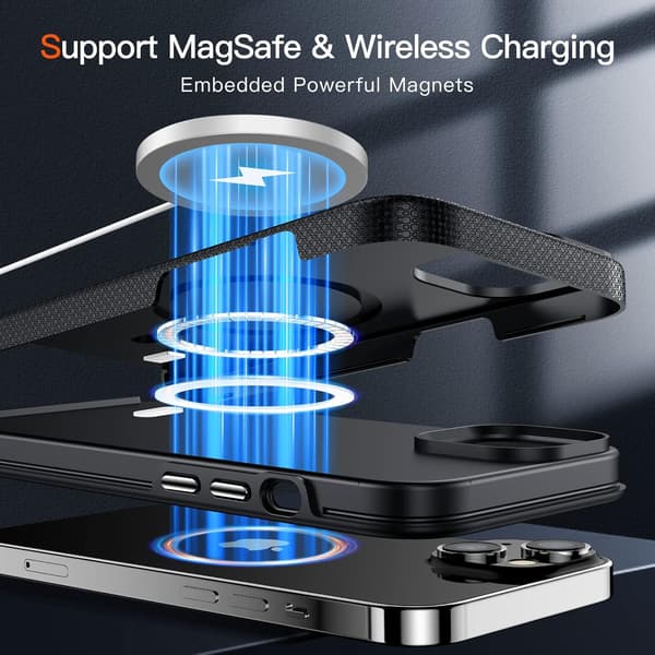SORT ETUI TIL IPHONE 14 PLUS 6,7" BAGETUI KOMPATIBEL MED MAGSAFE A2886