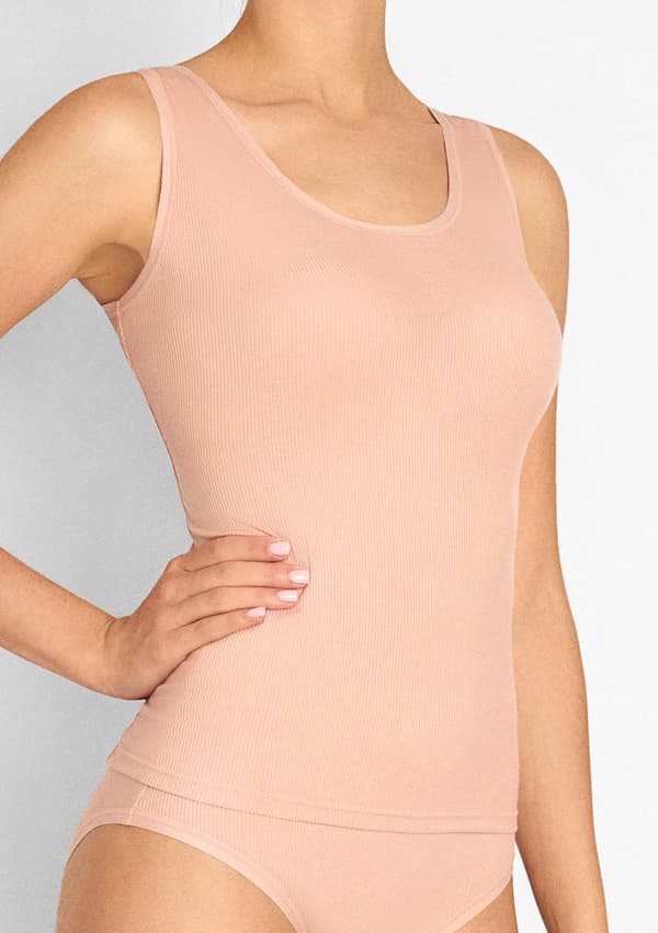 Top dame beige stribet termisk Poupee Marilyn M