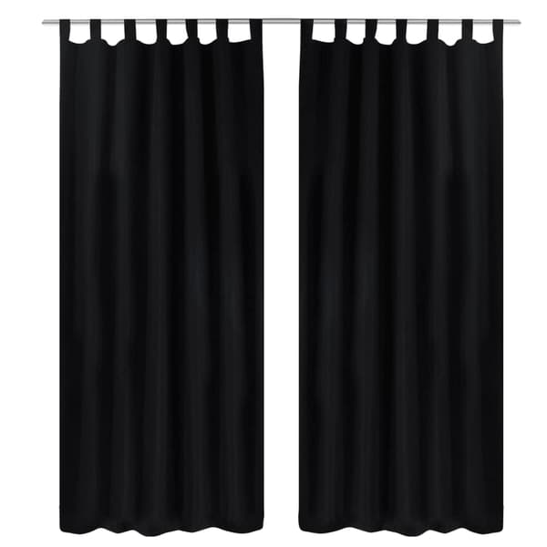 130355 2 stk. sorte mikrosatingardiner med huller 140 x 245 cm