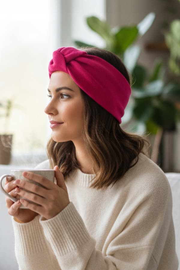 Fuchsia pandebånd til kvinder, knude, striber, elegant og behagelig, universal