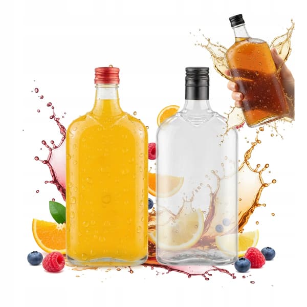 40x SET Flaskor för Vinlikörer CLASSIC FLASK 500ml Platt Flaska
