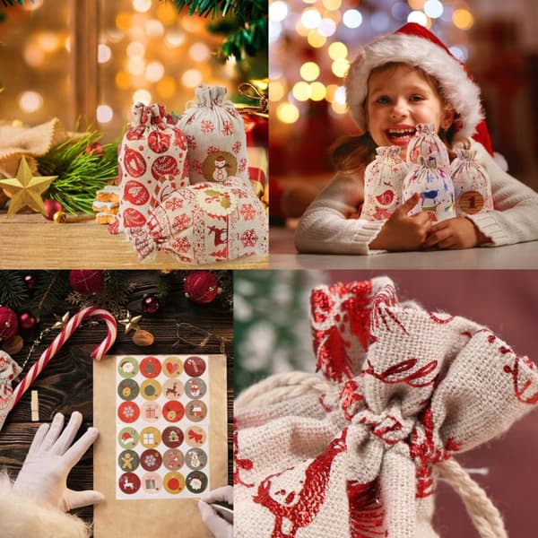 Adventskalenderpåsar DIY-set 24 delar fyllbara för barn