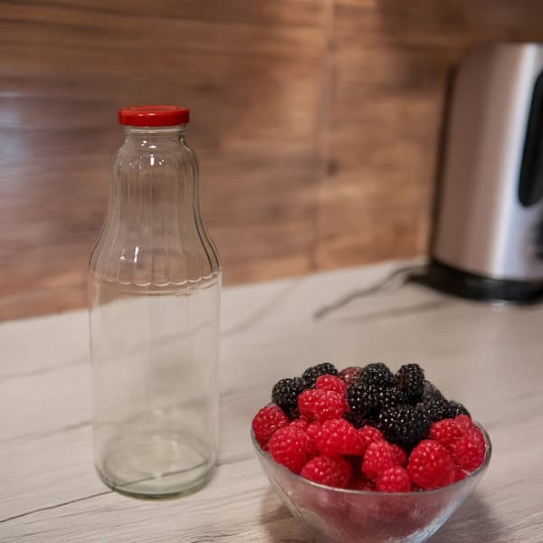 FRUIT-flaska 1L glasflaskor för juice, sirap, honung 1000ml + LOCK