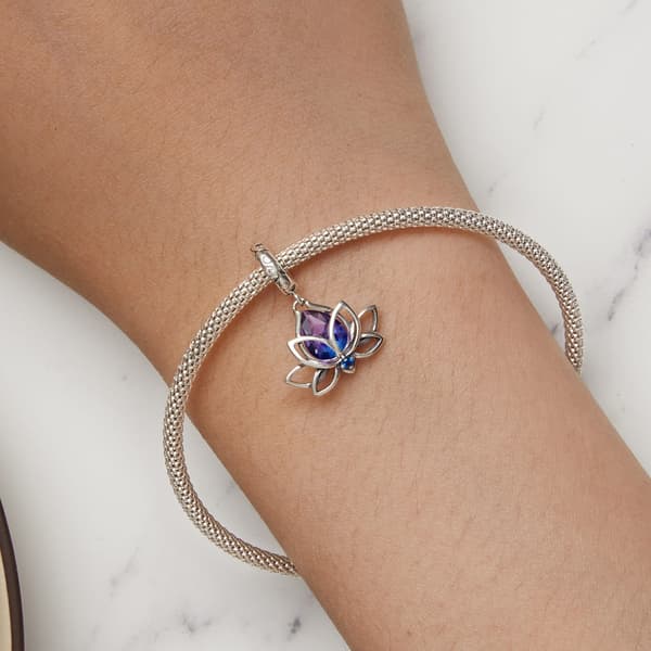Lotusblomst sølv charme vedhæng perler til armbånd