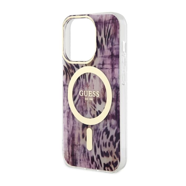 Guess Leopard MagSafe - iPhone 14 Pro cover (lyserød)