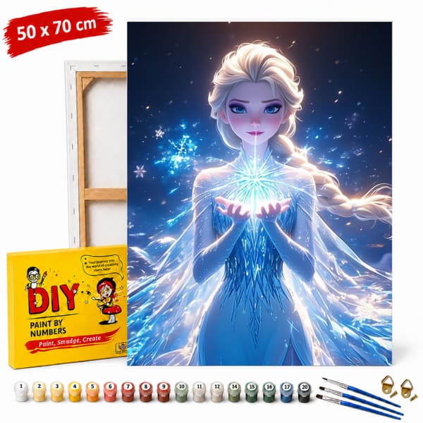 Disney Frost Elsa Mal efter nummer billede med ramme 50x70 cm