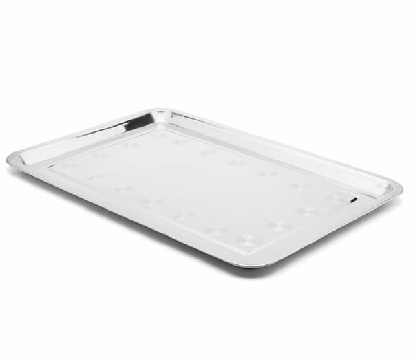 Rektangulær metalbakke i rustfrit stål, 50 x 35 cm, Tadar