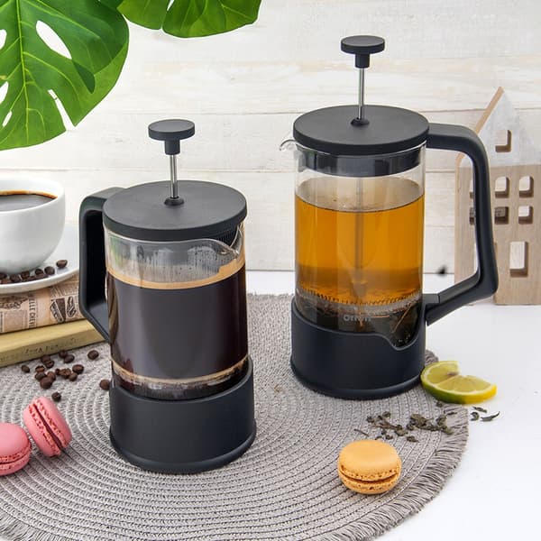 Stempelkande til kaffe og te i glas sort 650 ml