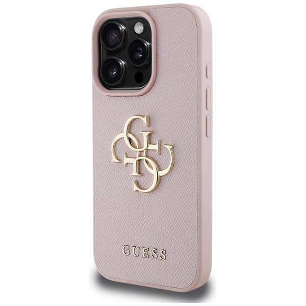 Guess Grained Big 4G Logo Small Classic Logo - iPhone 16 Pro cover (lyserød)