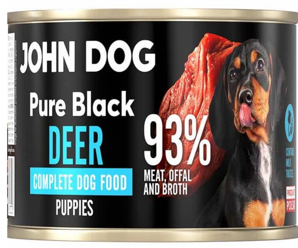 John Dog PUPPY | Pure Black | Vådfoder til hunde 200 g - Hjort 200 g