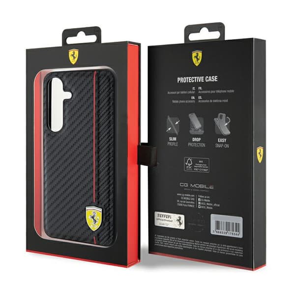 Ferrari Carbon Printed Line - Samsung Galaxy S24 cover (sort)