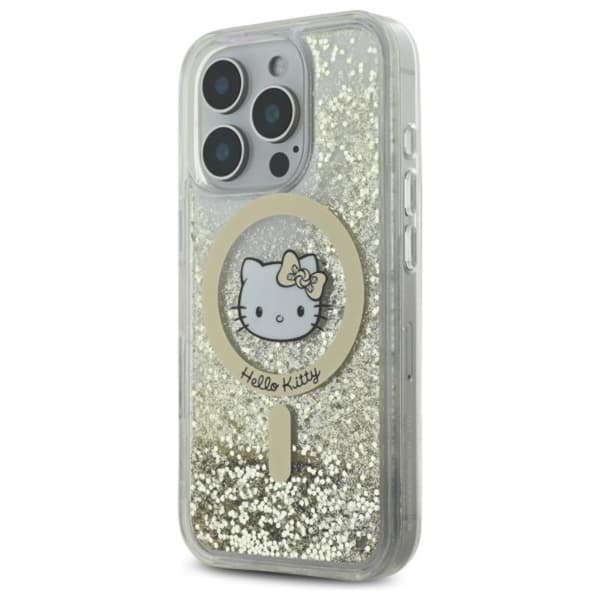 Hello Kitty Liquid Glitter Fever MagSafe - iPhone 16 Pro-skal (vitt / guld)