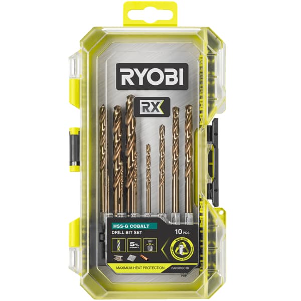 RYOBI Sæt Kobolt HSS-G bor 10 stk. RARXHGC10