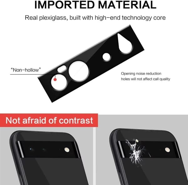 4x glas til kamera til Google Pixel 6 sort + gennemsigtig forstærket
