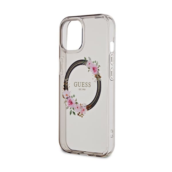 Guess IML Blomsterkrans MagSafe - iPhone 15 cover (sort)