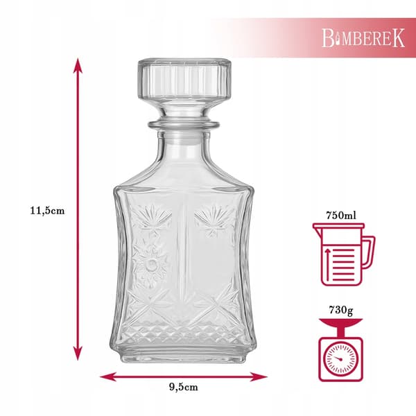 5x LILIA glaskaraff 750ml för likörer, vin, alkohol, presentflaskor
