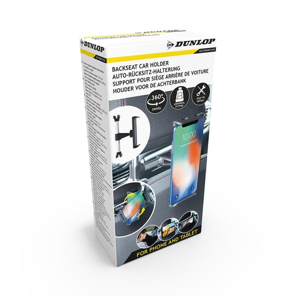 Dunlop - Bilholder til nakkestøtte til smartphone/tablet 12-21 cm