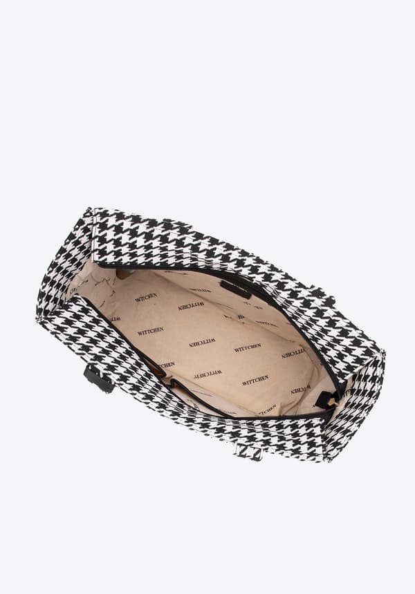 Wittchen Dame Jacquard Tassel Shoppertaske Sort og Hvid Bomuld