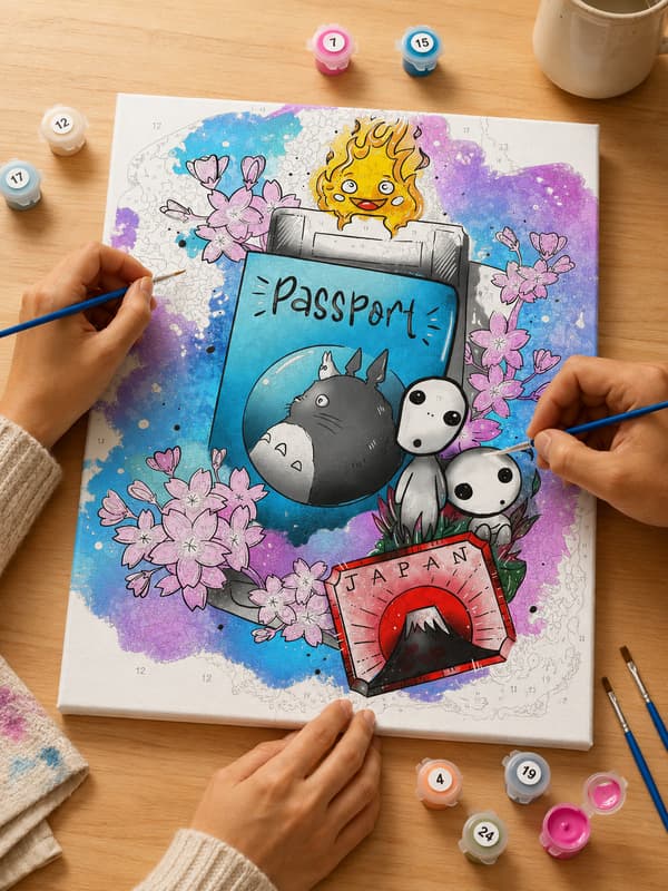 Målning med siffror med ram Passport Ghibli 40x50 cm
