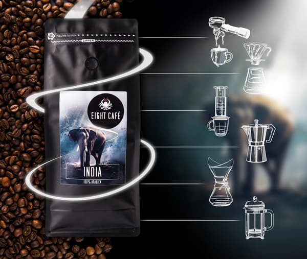 Nyrostat malet kaffe Arabica Indien 500g
