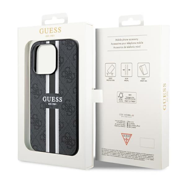 Guess 4G Printed Randig MagSafe - iPhone 14 Pro Max-skal (svart)