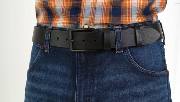 DZIKI jeans læderbælte herre sort glat læder gave Str. 115 cm