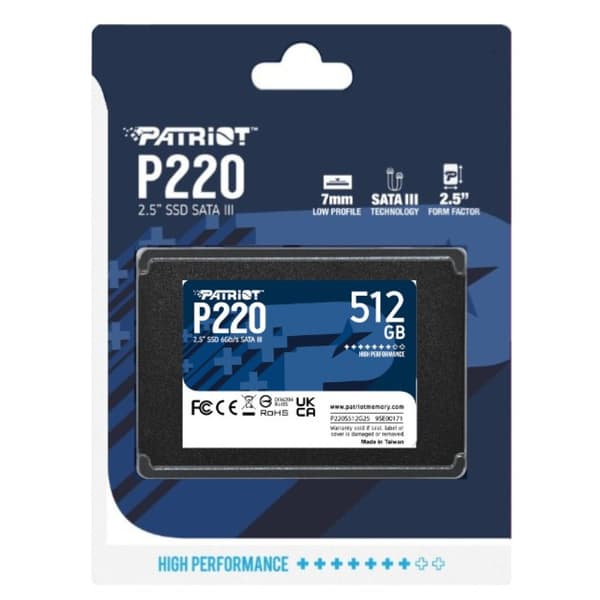 Patriot P220 512GB SATA III 2,5" SSD til pc/bærbar