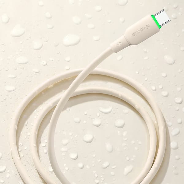 MCDODO USB-C-KABEL SNABBLADDNING FÖR SAMSUNG APPLE USB TYP C 65W 1M LED BEIGE