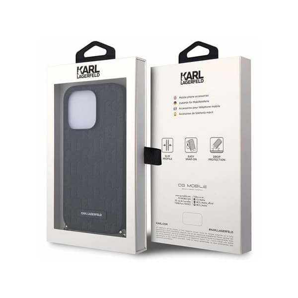 Karl Lagerfeld Saffiano Monogram Chain - iPhone 14 Pro cover (sort)
