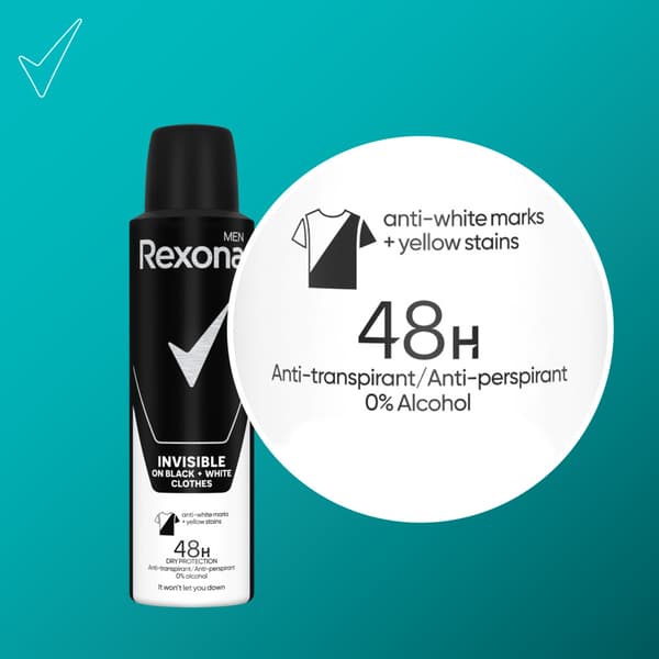 534444 Rexona Mænd Spray Usynlig Sort & Hvid