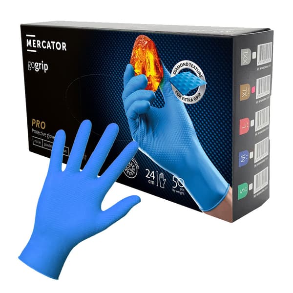 Mercator Gogrip XL blå nitrilhandsker 50 stk.