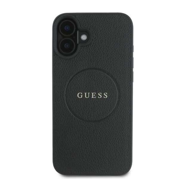 Guess Grained Ring MagSafe - iPhone 16 Plus-skal (svart)