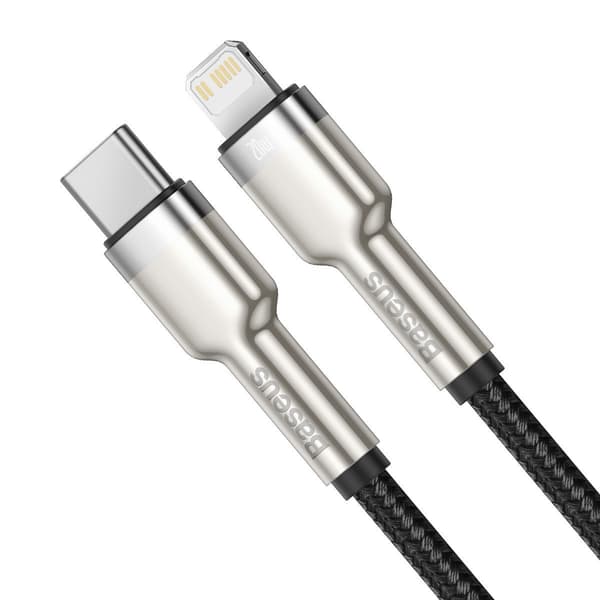 Baseus Cafule USB-C - Lightning -kaapeli, PD, 20W, 1m (musta)