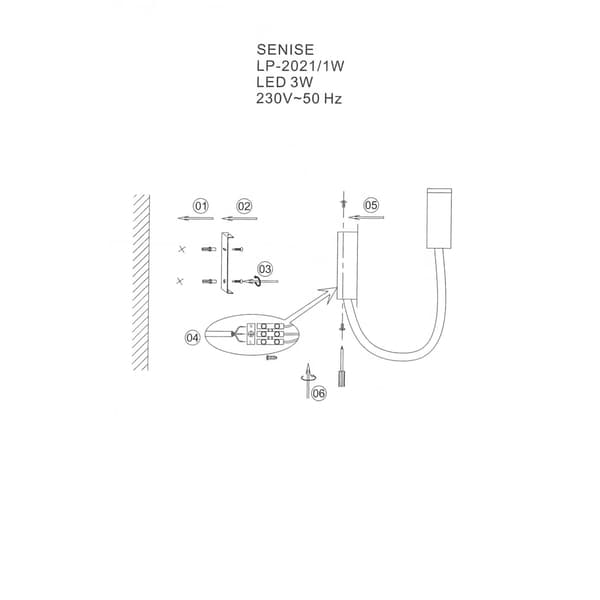 SENISE LED VÆGLAMPE SORT LYS PRESTIGE LP-2021/1W BK
