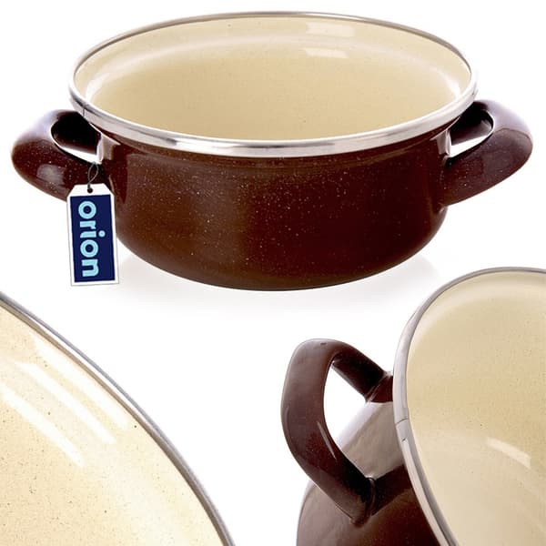Emaljeret brun gryde 14 cm, 600 ml