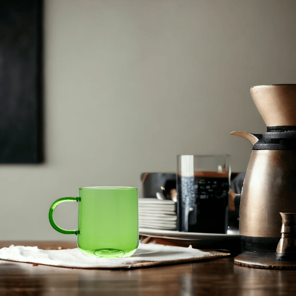 GLASMUGG FÖR KAFFE OCH TE 310 ml. 8,7 cm GRÖN