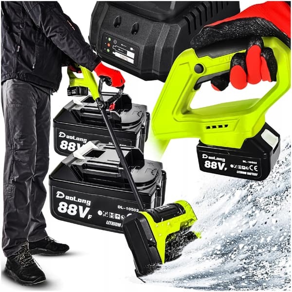 Elektrisk snöslunga med batteri för snö + 2x batteri 21V 600W