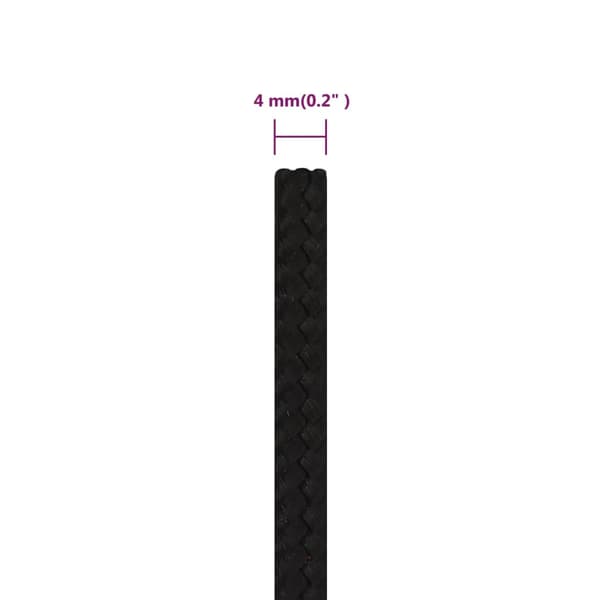 vidaXL Arbetsrep, Svart, 4 mm, 100 m, Polyester