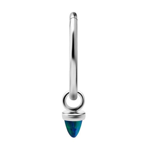 Titanberlock med grön opal - Silver - D-058