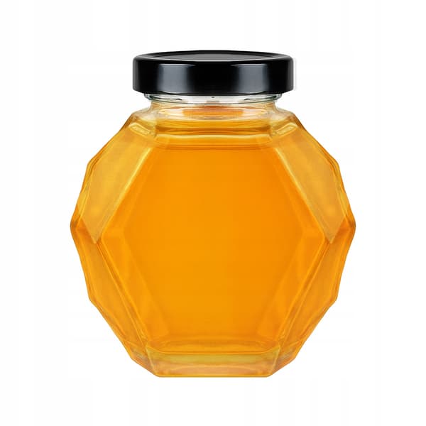 GUCIO Glaskrukke 380ml til Honning, Marmelade, Fløde, Gave 3D-flasker