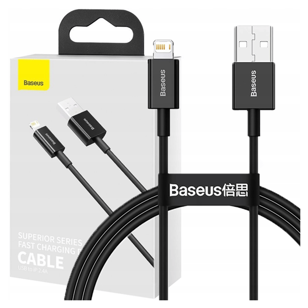 Baseus Superior -sarjan USB-Lightning-kaapeli, 2.4A, 1m (musta)