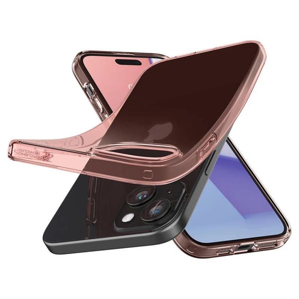 Spigen Crystal Flex cover til iPhone 15 Plus - lyserød og gennemsigtig