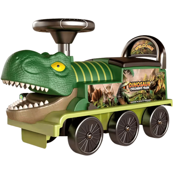 Vihreä dinosaurusveturi, kävelevä ääni- ja valotehosteet