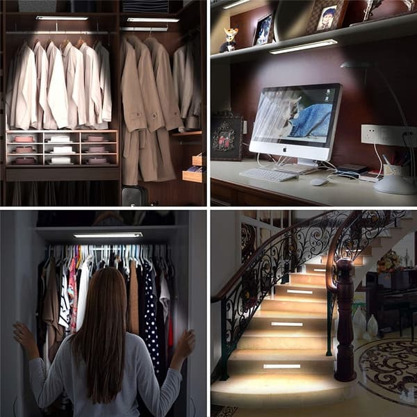 Selvklæbende LED-bevægelsessensorlampe 50 cm nat USB til garderobe under møbler