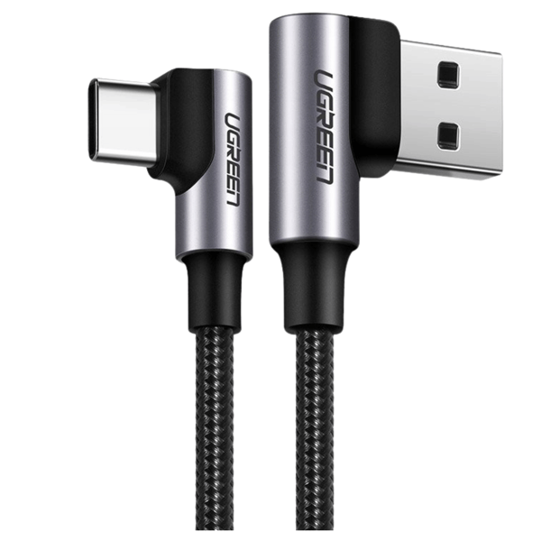 USB til USB-C kabel, vinklet UGREEN US176, 3A, 2m (sort)