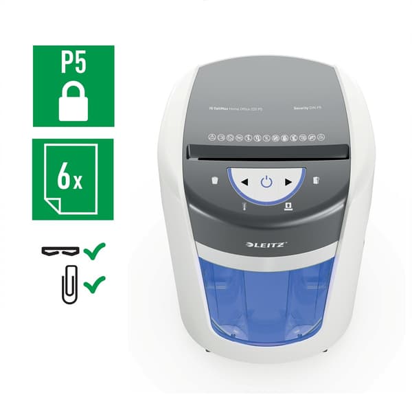Leitz IQ Optimax 225 P5 makulator, 6 ark, 15 l, hvid