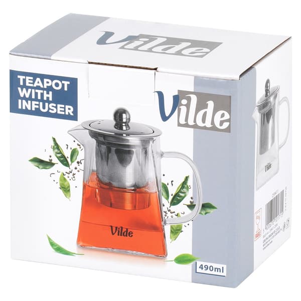 Glas tekanna med infuser, värmetålig, 490 ml