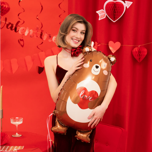 Bamse folieballon med hjerte Valentinsdag 48x79cm
