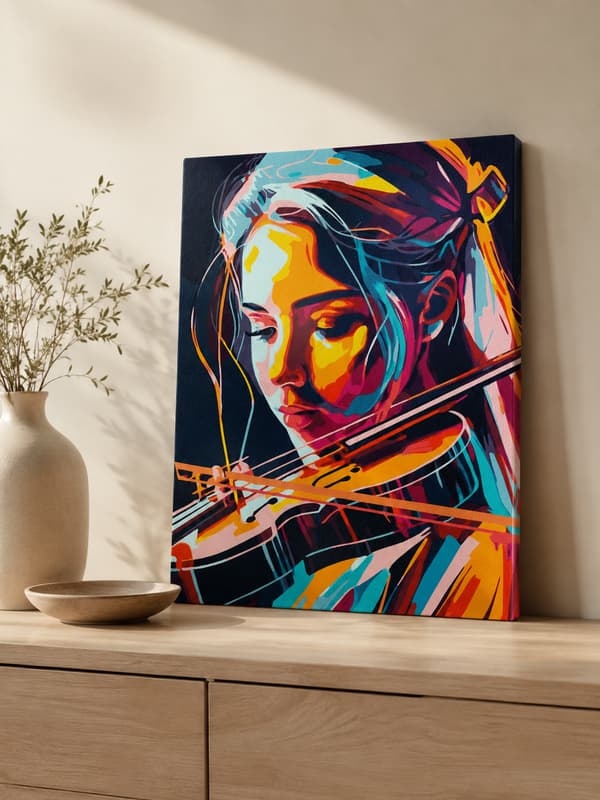 Maleri efter tal med ramme Billeder til maleri - Violinist 40x50 cm
